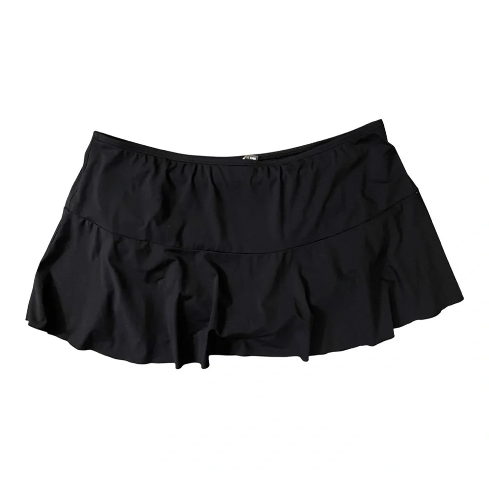 Lands' End Black Ruffle Swim Skirt